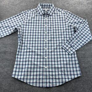 Mizzen+Main Shirt Mens Large Blue Pink Check Trim Performance Stretch Button Up